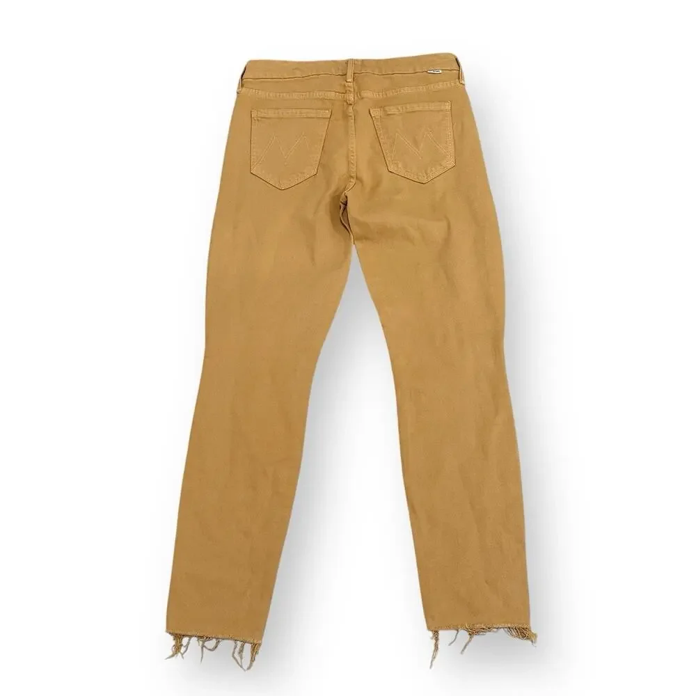 Mother Denim The Looker Ankle Fray Jeans 27 Gettin’ In Cashew Wash Mustard Tan